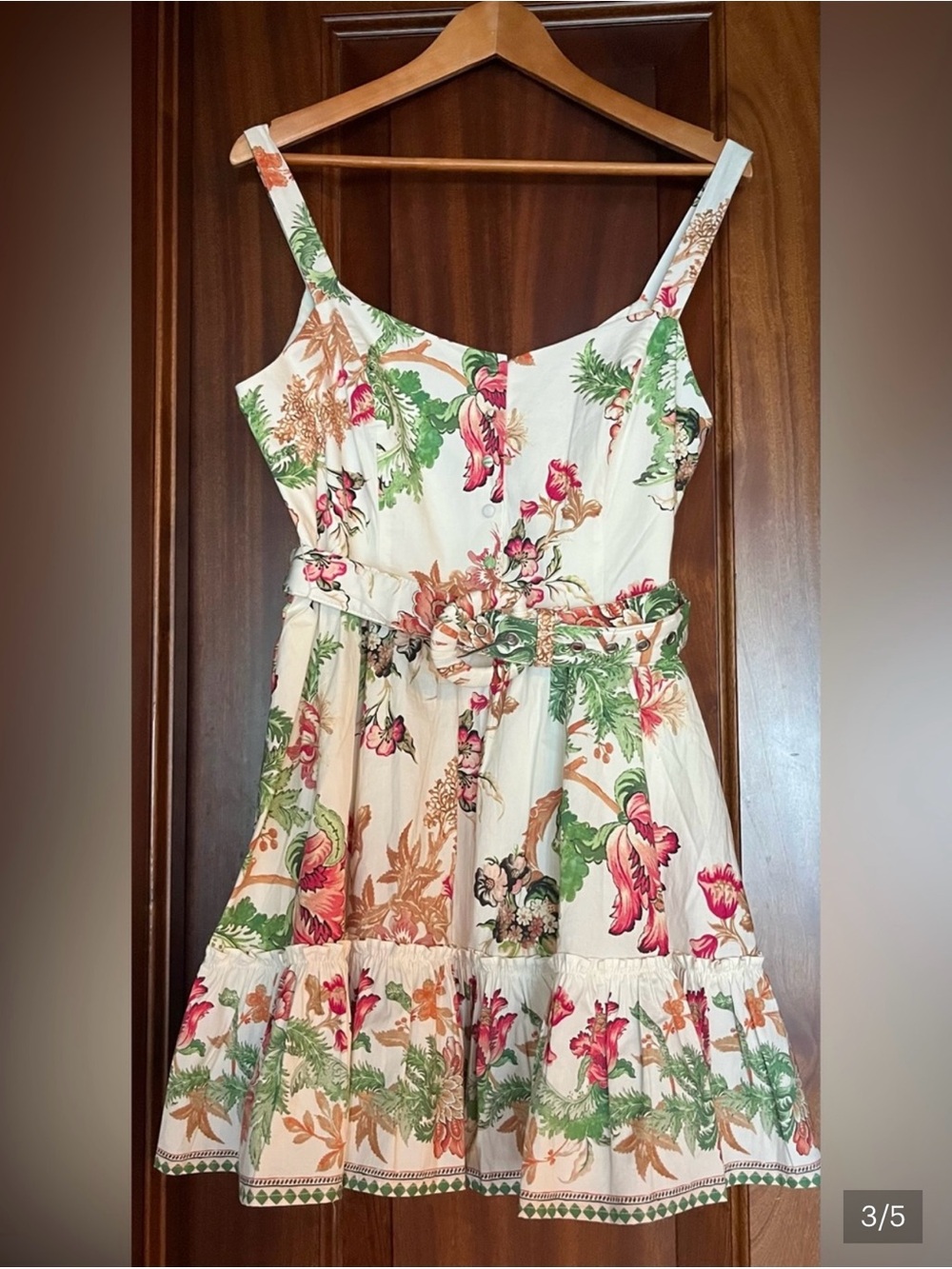 NWT - Caroline Constas floral V-Neck Sundress in Cream and Pink - Picture 3 of 4